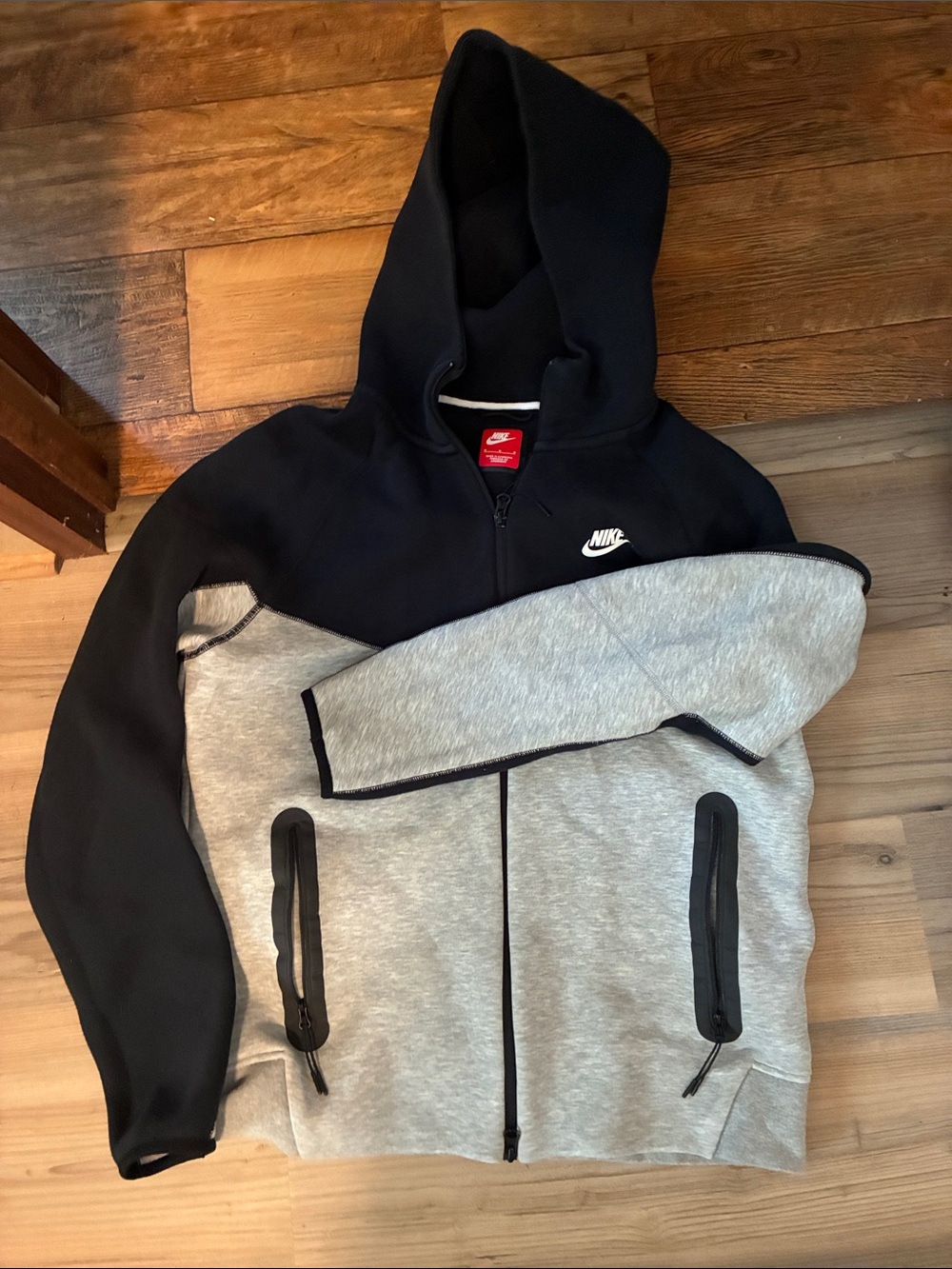 Nike Black and Gray Full‑Zip Performance Hoodie